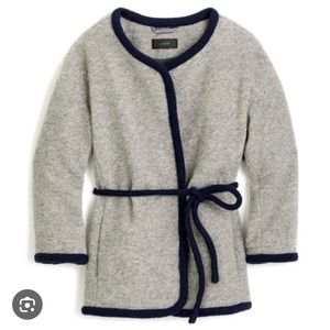 J. Crew Gray and Navy Belted Wool Jacket